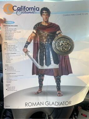 California Costumes Roman Gladiator Costume - Red and Gold Accents